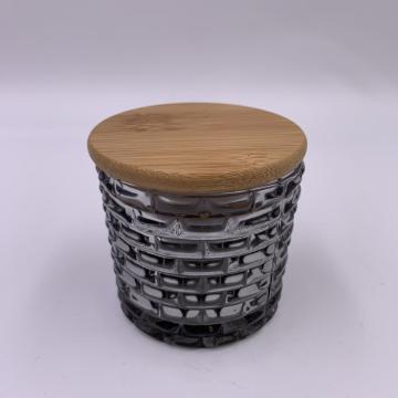 2020 Wholesale grey glass jar with wooden lid