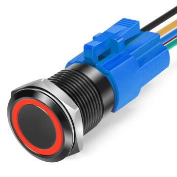 Langir roestvrijstalen drukknopschakelaar - korte worp, tijdelijke, 12 mm LED -touch lift -knop, waterdichte IP67