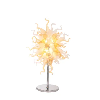 Chihuly Style White Blue Murano Glass Lamps: Table, Bedside, and Floor Lighting