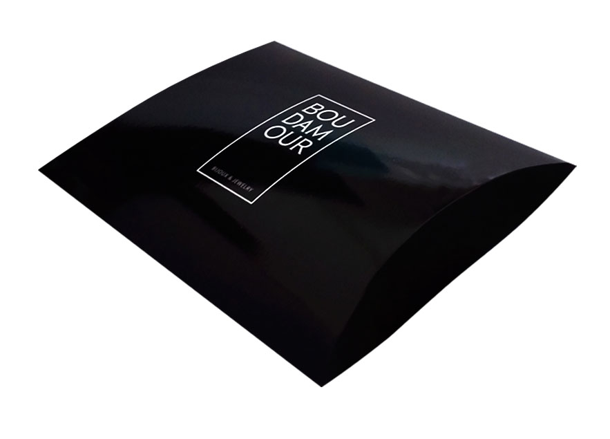 New Printing Logo Black Matte Coated Paper Pillow Boxes