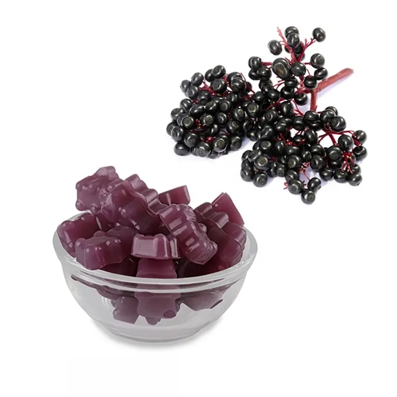 OEM/ODM Gluten Free Gelatin Free Immune Support Pectin Vitamin C Black Elderberry Gummies