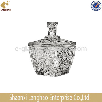 Hand Made Small Clear Square Glass Storage Jar