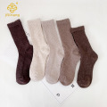 한국 버전 수직 스트라이프 하이 튜브 양말, 커피 색깔의 단색 더미 양말