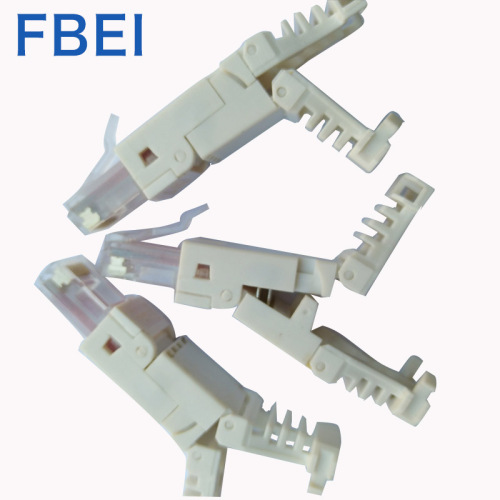 RJ45 Cat6A Toolless ปลั๊กตัวเชื่อมต่อปลั๊ก Toolless 8P8C ชาย