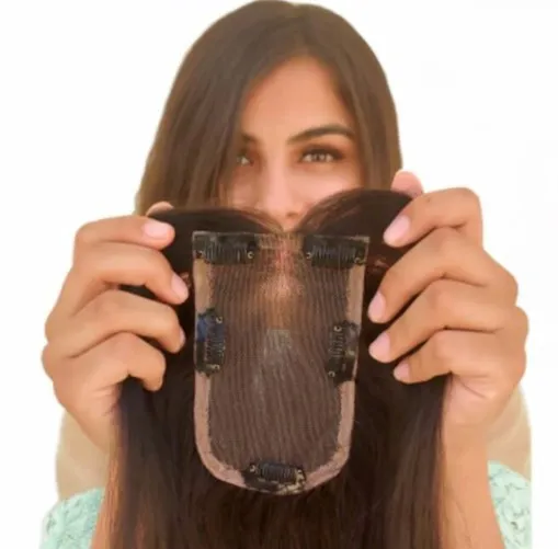 Fast shipping 100% remy natural straight hair topper net,hair toppers for women human hair