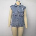 Custom Hollow Out Denim Vest Jacket for Ladies