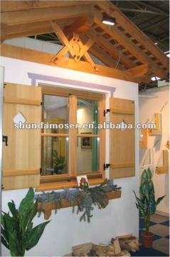 German style inward casement solid wooden louvered windows