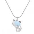 Opalite Luck Fox Necklace for Women Men Healing Energy Crystal Amulet Animal Pendant Gemstone Jewelry Gifts