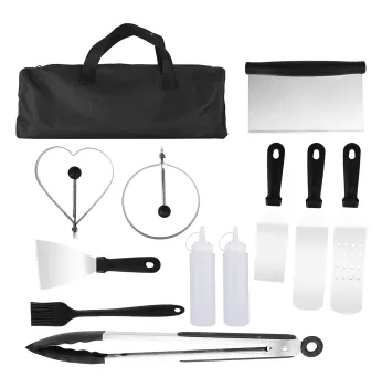 12-Piece Camp Chef Griddle Accessories Kit: Comprehensive Set Including Spatulas, Scraper, Bottle, and Tong for Flat Top Grill
