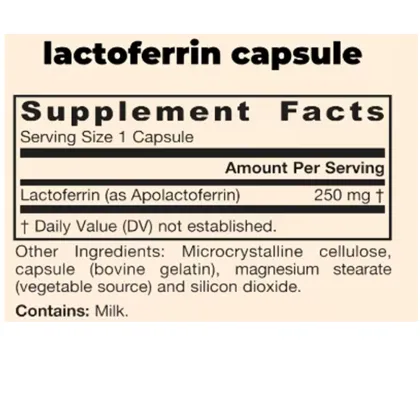 OEM Lactoferrin capsules High Purity Maintains gut health Bovine Colostrum Supplements