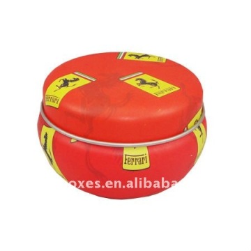 small round red candle tin ( I121 )