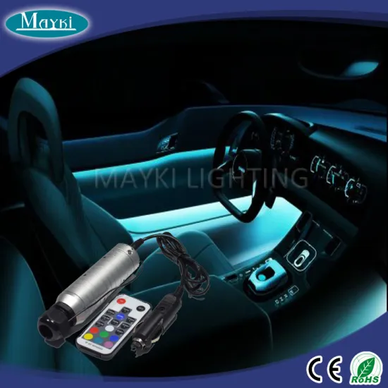 High brightness light car seat with LED light source and fiber optic cable
