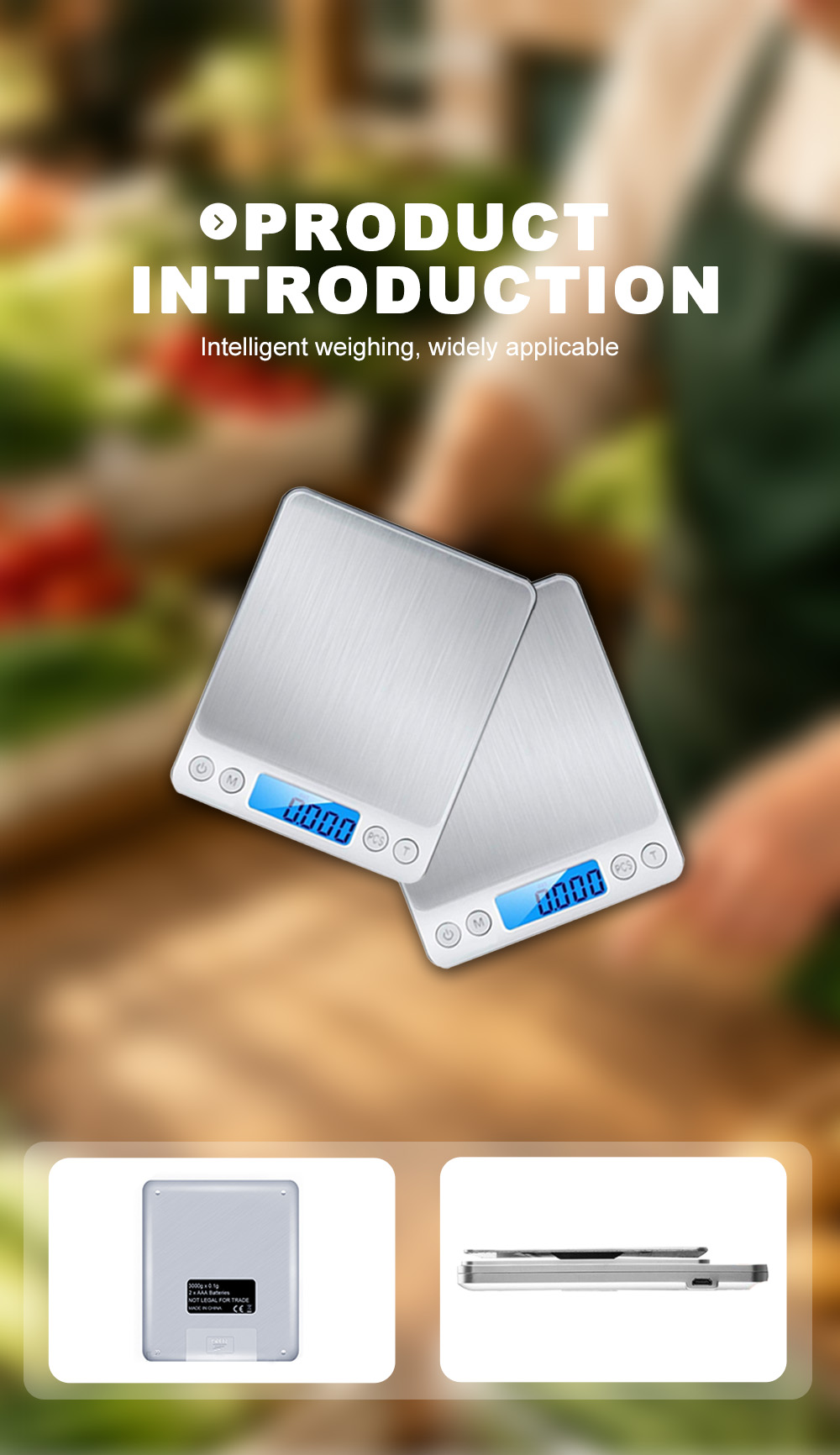 YHD‑K008 Ultra‑Thin Stainless Steel Digital Kitchen Scale X