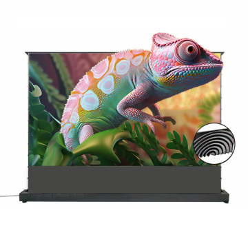 8K 3D Anti-Light Motorized Tab Tension Projector Screen - 72-120 Inch Fresnel Electric Pop-up/Floor Rising Curtain