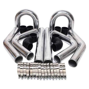 Universal Front Mount Aluminum 6061 Intercooler Kit with 3 Inch Piping and Black Clamps