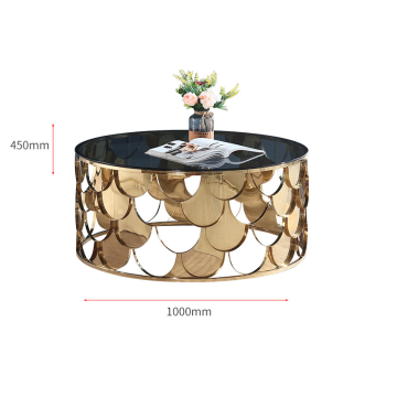 Mesa de centro con tapa de mármol o vidrio de acero inoxidable