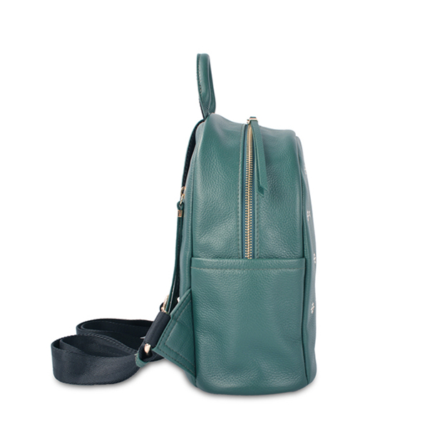 Cute green leather backpack for students