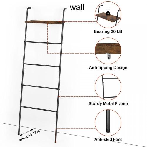 Standing Blanket Ladder with Storage Shelf