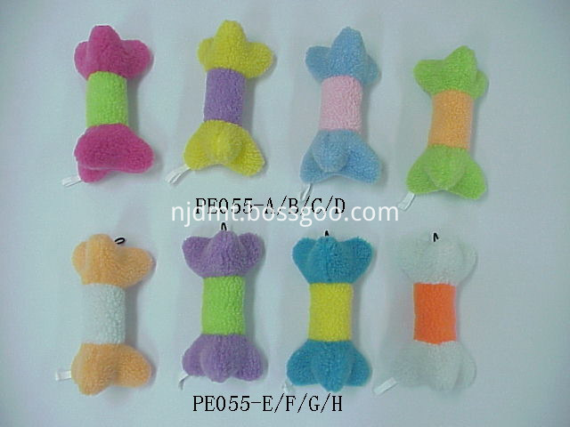 Dog toy with colorful bone shape