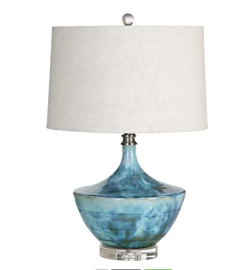 Chinoiserie Blue White Porcelain Table Lamp with LED