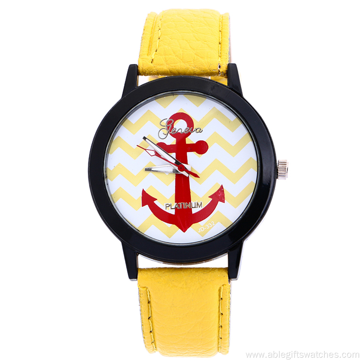 Hot Sale Students Anchor Sport Leather Wrist Watch