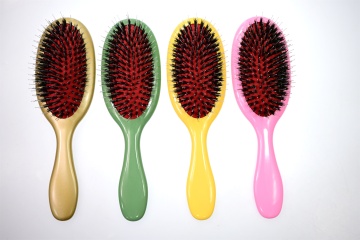 Trendy Colorful Paddle Brush with Premium Boar Bristles