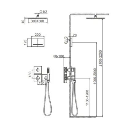 Cascade Rain Thermostatic Shower Set
