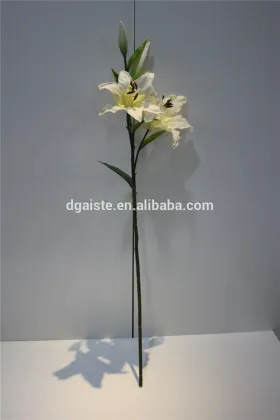 hot sale brand name decorative artificial two flowers two buds lily