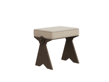 Mid-Century Modern Makeup Stool – Vintage Wooden Vanity Seat​