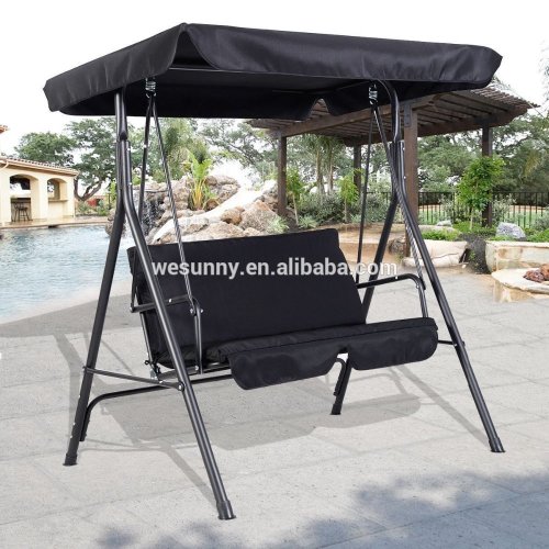 2 Person Outdoor Patio Swing Canopy Awning Yard Furniture Hammock Steel Black