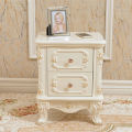 White Carved Flower Nightstands for Bedroom