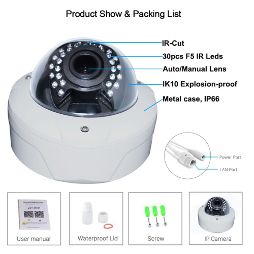 OEM Vandal-proof 4.0MP CCTV IR Dome IP Camera
