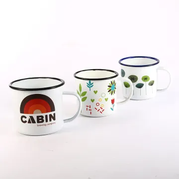 Factory Wholesales White Decoration Vintag Camper Travel Enamel Mugs Cup