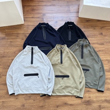 2024 Men's Custom Logo Air Layer Cotton Sweatshirt - Quarter Zip Hoodie