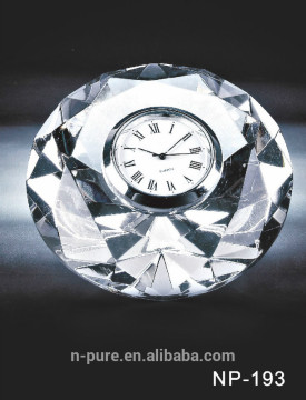 Diamond Shape Crystal Clock For 3D Laser Crystal Souvenir Gifts