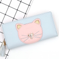 Cartera de PU de gato lindo dimensional personalizado