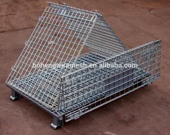 high quality metal steel folding wire mesh container with wheels china supplier