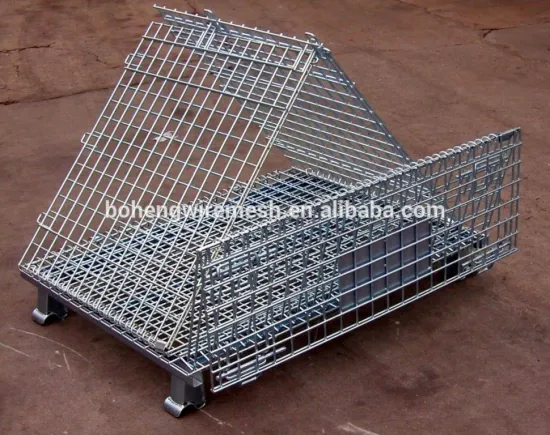 Collapsible Wire Mesh Folding Container, Warehouse Steel Pallet Cage