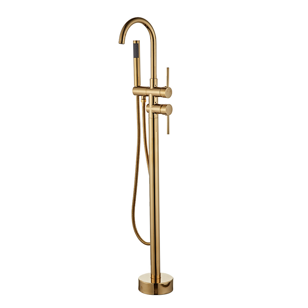 Brass de estilo europeu no piso montado na banheira banheiro torneira de chuveiro de banheira independente Torneira de torneira de banheira