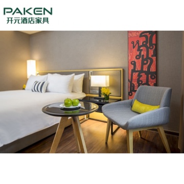 Modern Hotel Room Furniture: Wooden Coffee Table with Fabric Chairs