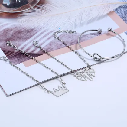 Fashion Elephant Bracelet Crown Bracelet Knot Bracelet Set