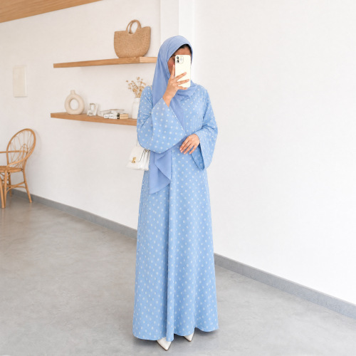Dhibicda Polka xarrago leh ee Sleeve Sleeve Abaya
