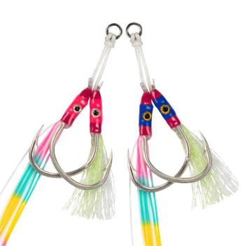 Newmajor 1/0-5/0 dubbelassistent lysande jigging krokar för djuphavs långsam jigging