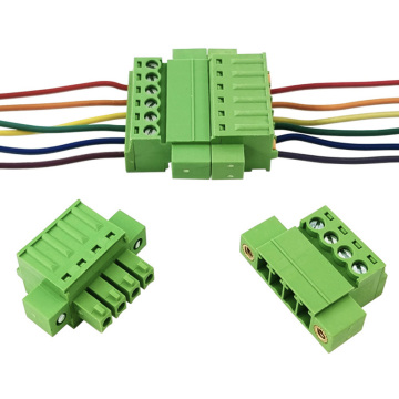 Plug in solderless butt wire to wire male and spring female terminal block with locking flanges pitch 3.81mm