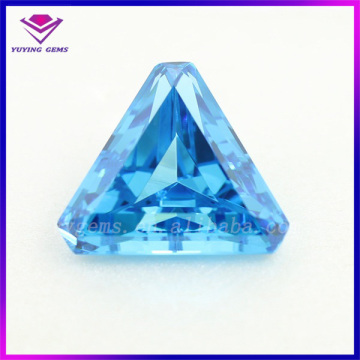 Aqua Triangle Shape Step Cut Synthetic Cubic Zirconia Loose Synthetic CZ Stone