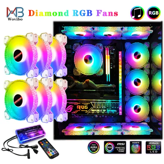 Diamond 120mm Fan Cooling PC Computer Case Fans PWM 6PIN Adjustable Silent Cooler Mute RGB Ventilador Radiator Aura Sync