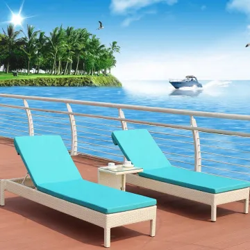 Rattan Chaise Lounge Chair: Wicker Sun Lounger Bed for Beach, Pool, Backyard, Patio, Garden