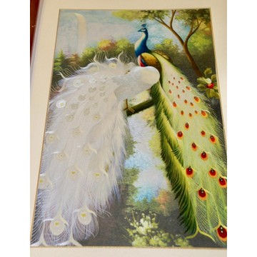 bordado de seda chino pavo real