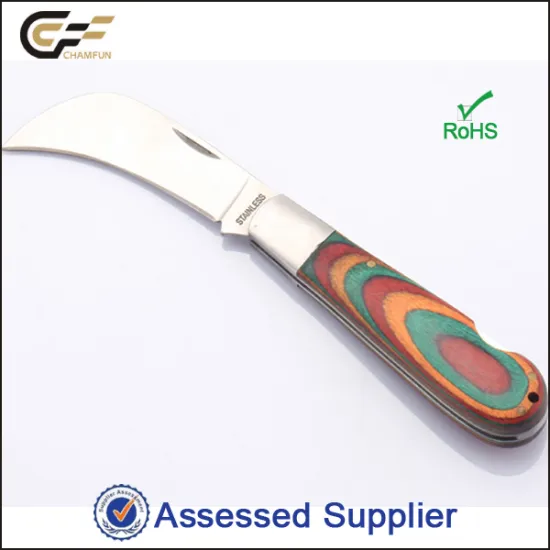 Professional Color Wood Handle Folding mushroom Knife, Gardener Knife