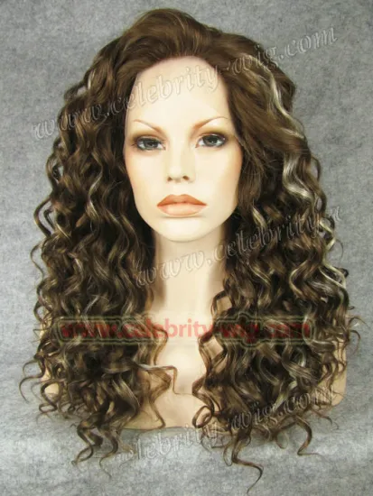 Dark Blonde Highlighted Medium Length Bounce Wavy Rihanna Synthetic Wig